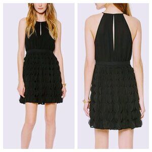 Diane Von Furstenberg DVF Gia Black Ruffle Skirt Halter Cocktail Dress Size 10